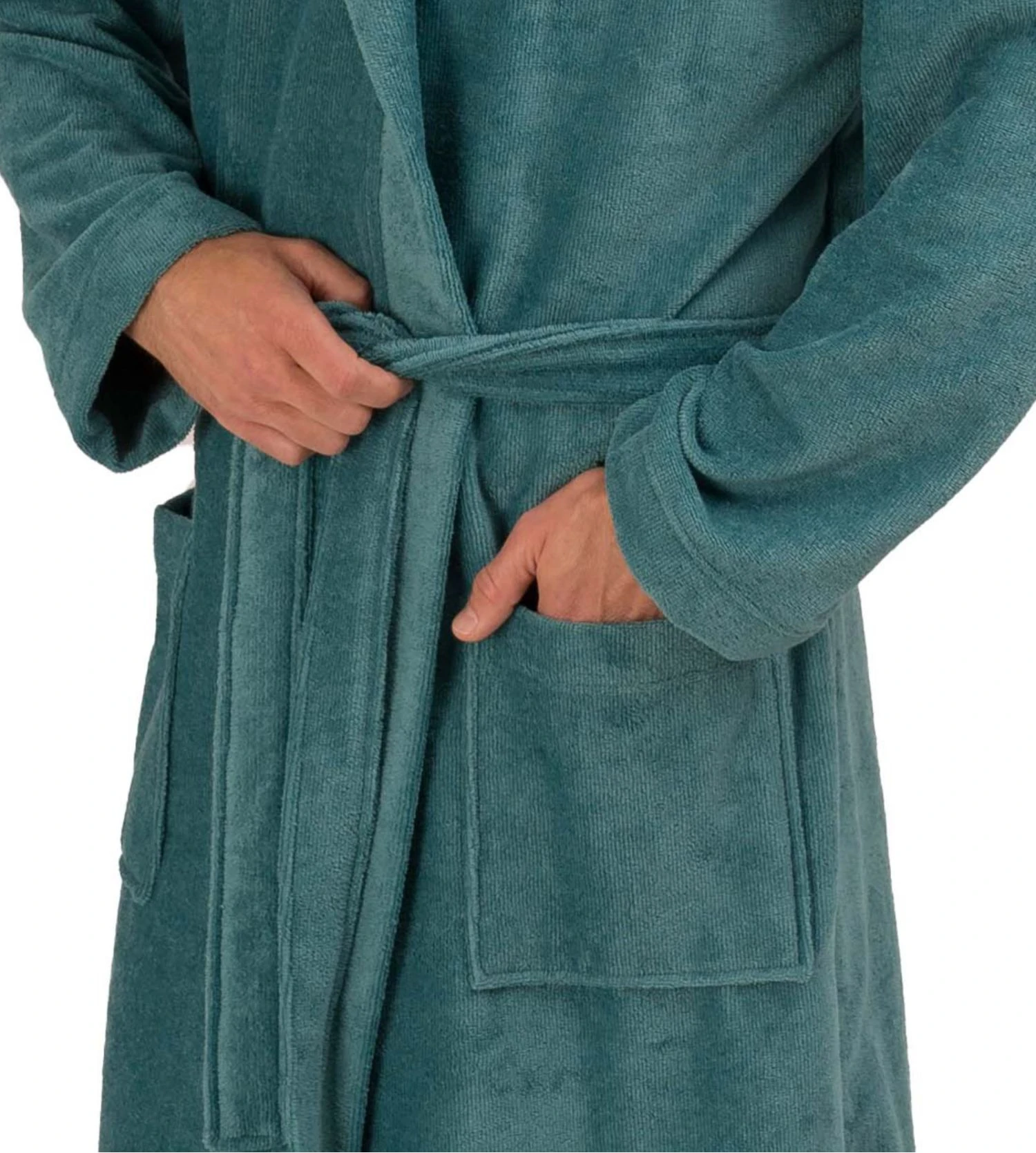 Peignoir éponge à capuche pour homme Bleu Ocean Peignoir éponge à Capuche Pour Homme Bleu Ocean -Lingerie Sipp Boutique peig h capuche eponge velours ocean 1