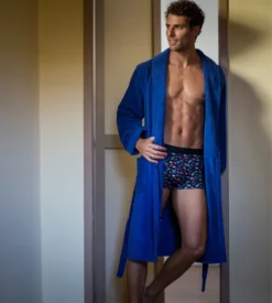 Peignoir éponge Pour Homme Yvan Jeans Blue -Lingerie Sipp Boutique peignoir eponge pour homme yvan 0054 jeans blue 1