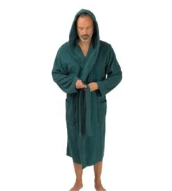 Peignoir à Capuche En Coton Petrol