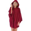 Poncho Pilou à Capuche Pour Femme Bordeaux