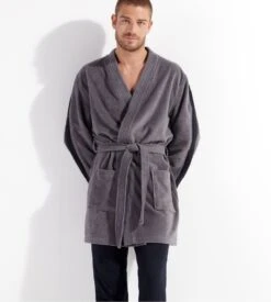 Hom Peignoir éponge En Coton Gris PRESTON 2 Hom Peignoir éponge En Coton Gris PRESTON -Lingerie Sipp Boutique preston peignoir ep velours 3 4 gris oozu gris 2