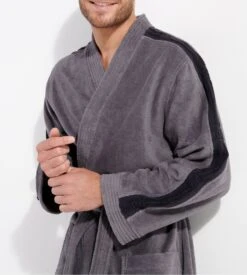 Hom Peignoir éponge En Coton Gris PRESTON 3 Hom Peignoir éponge En Coton Gris PRESTON -Lingerie Sipp Boutique preston peignoir ep velours 3 4 gris oozu gris 3