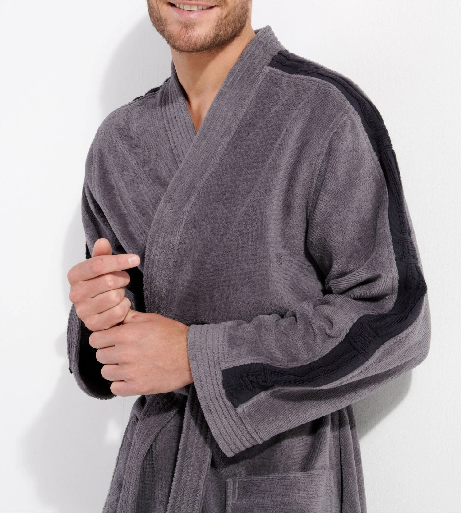 Peignoir éponge en coton gris PRESTON Hom Peignoir éponge En Coton Gris PRESTON -Lingerie Sipp Boutique preston peignoir ep velours 3 4 gris oozu gris 3