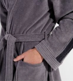 Hom Peignoir éponge En Coton Gris PRESTON 4 Hom Peignoir éponge En Coton Gris PRESTON -Lingerie Sipp Boutique preston peignoir ep velours 3 4 gris oozu gris 4