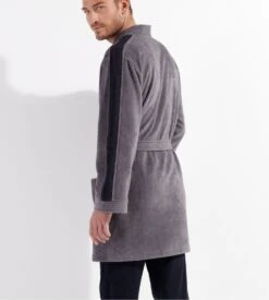 Hom Peignoir éponge En Coton Gris PRESTON 5 Hom Peignoir éponge En Coton Gris PRESTON -Lingerie Sipp Boutique preston peignoir ep velours 3 4 gris oozu gris 5