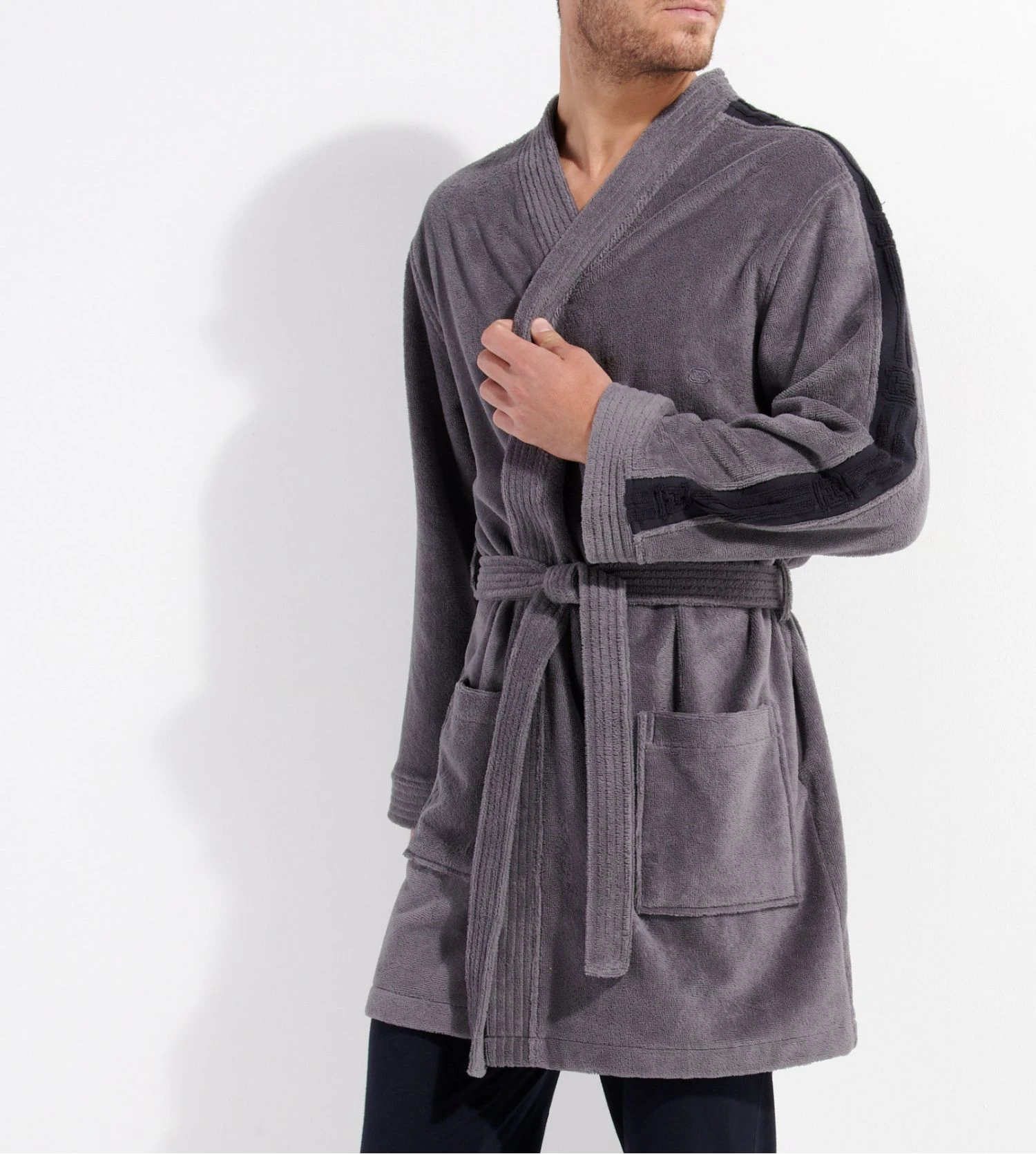 Peignoir éponge en coton gris PRESTON Hom Peignoir éponge En Coton Gris PRESTON -Lingerie Sipp Boutique preston peignoir ep velours 3 4 gris oozu gris 7