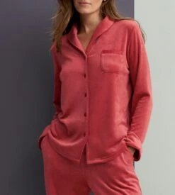 Triumph Gilet Velours Boutonné Pour Femme OONX Mannish Red