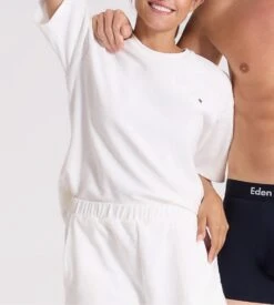 Eden Park Pyjama Court En éponge Femme Blanc -Lingerie Sipp Boutique pyj d court mc eponge25e wt001 blanc 2