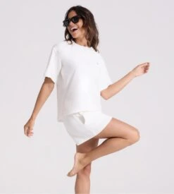 Eden Park Pyjama Court En éponge Femme Blanc