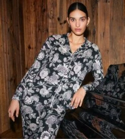 Calida Pyjama Femme Droit Moonlight Dreams Imprimé Noir