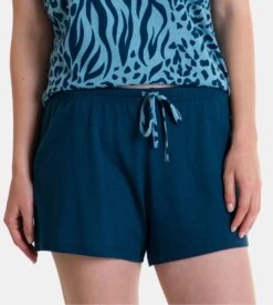 Pyjama Court Sans Manches Pour Femme Couleur D'huile Bleu -Lingerie Sipp Boutique pyj dame court sm 295 couleur d huile bleu 3