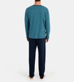 Pyjama Long Pour Homme En Tissu Polaire Bleu Chiné -Lingerie Sipp Boutique pyj h long tunisien polaire x52 bleu chine 3