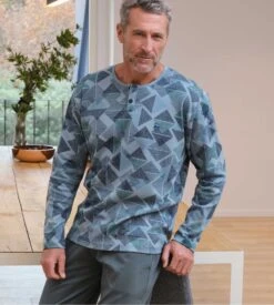 Pyjama Homme Col Tunisien Vert 3 Pyjama Homme Col Tunisien Vert -Lingerie Sipp Boutique pyj h long tunisien ressere h70 vert 3