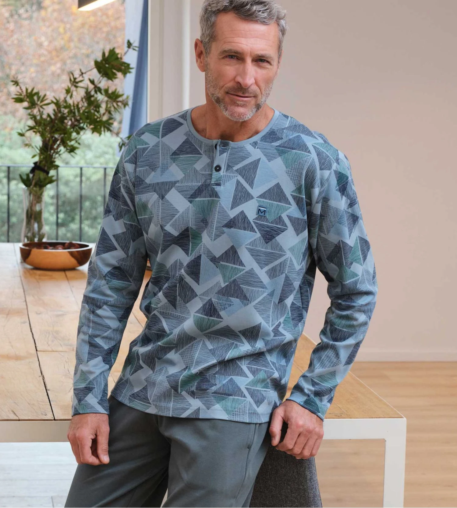 Pyjama homme col tunisien Vert Pyjama Homme Col Tunisien Vert -Lingerie Sipp Boutique pyj h long tunisien ressere h70 vert 3