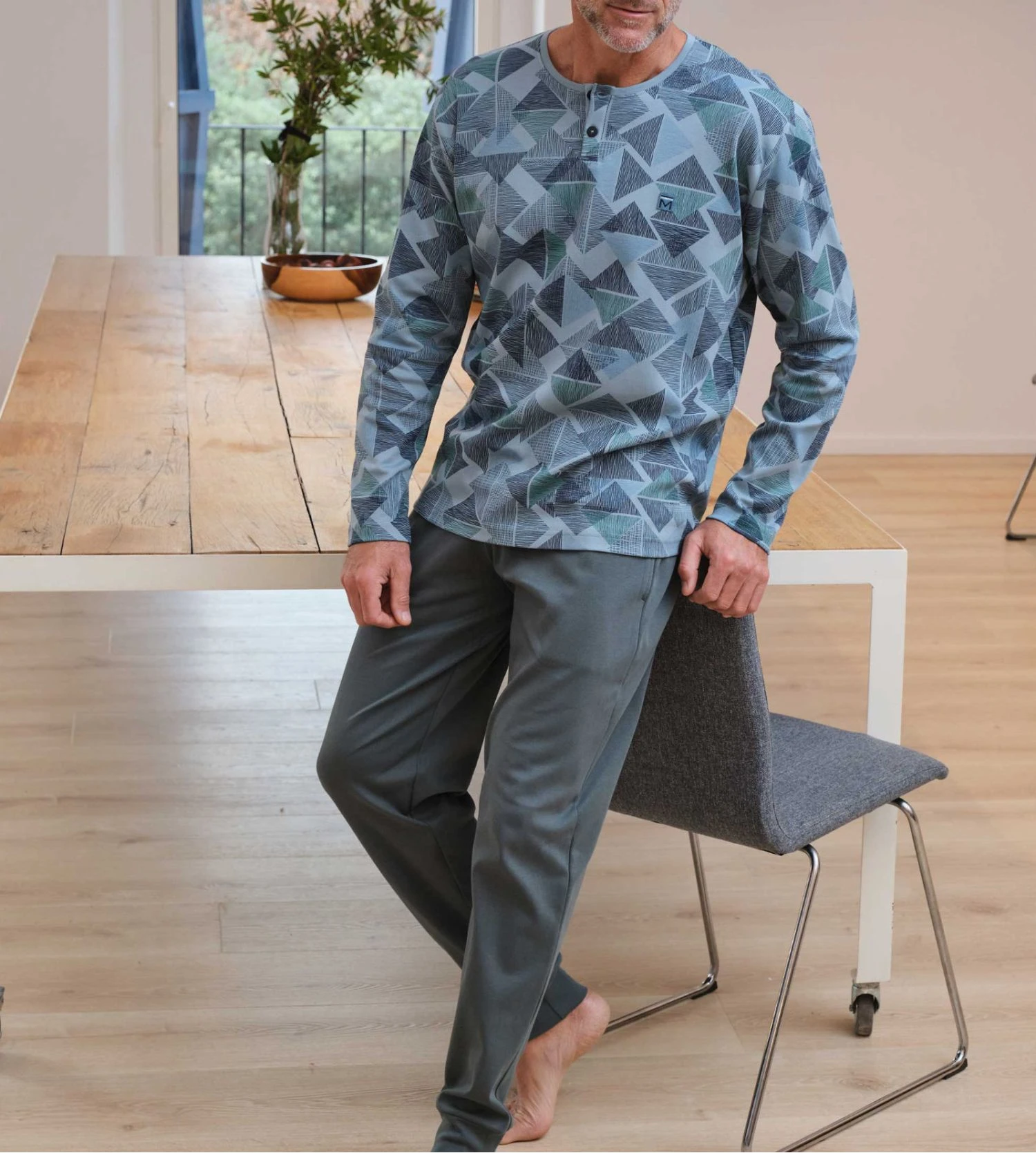 Pyjama homme col tunisien Vert Pyjama Homme Col Tunisien Vert -Lingerie Sipp Boutique pyj h long tunisien ressere h70 vert