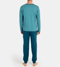 Pyjama Long Coton Homme Resserré Couleur D'huile -Lingerie Sipp Boutique pyj h long u interlock lourd ressere 295 couleur d huile bleu 3