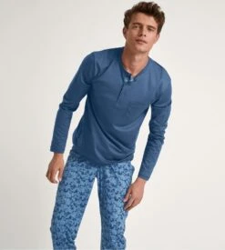Calida Pyjama Long Homme Relax Superlight Saragossa Blue 4 Calida Pyjama Long Homme Relax Superlight Saragossa Blue -Lingerie Sipp Boutique pyj h tunisien long droit saragossa blue bleu 4