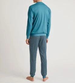 Calida Pyjama Long à Bords Resserrés RELAX STREAMLINE Storm Blue -Lingerie Sipp Boutique pyj u long ressere 528 storm blue 3