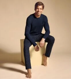 Eden Park Pyjama Homme Manches Longues Marine