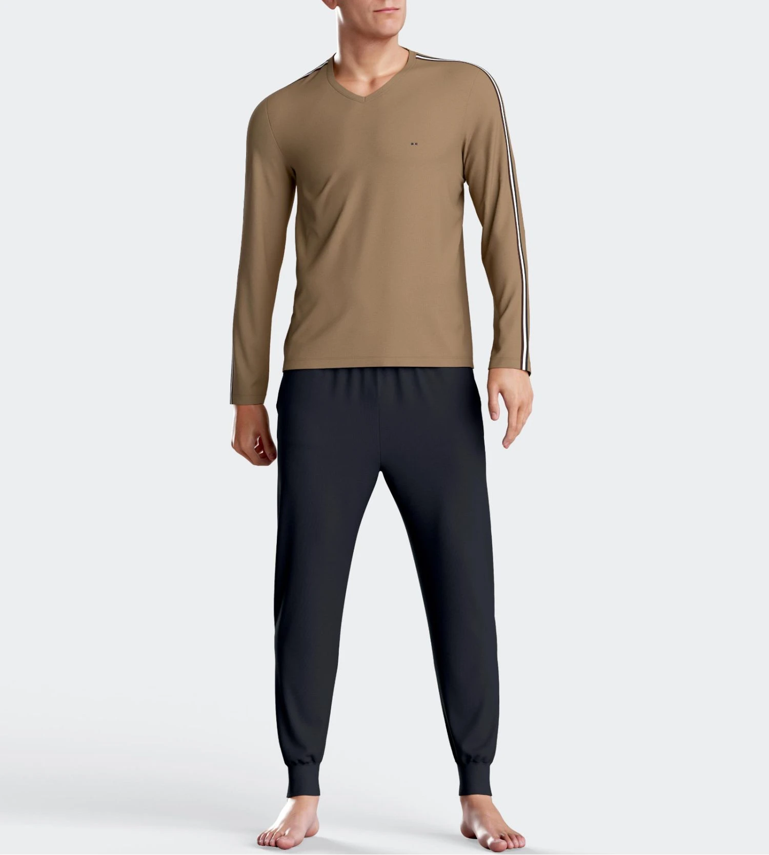 Pyjama homme resserré Noisette Eden Park Pyjama Homme Resserré Noisette -Lingerie Sipp Boutique pyj v ml ressere bn012 noisette 5