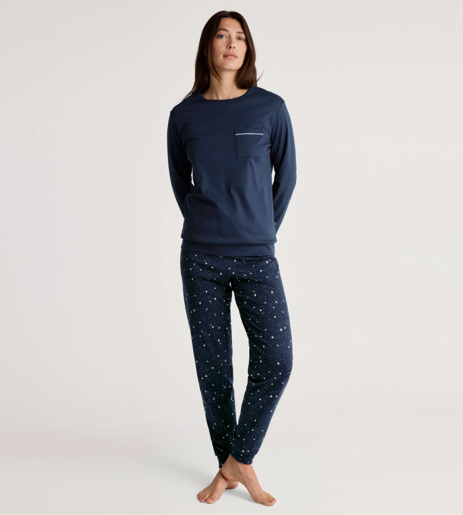 Pyjama bords élastiques bleu imprimé étoiles Sweet Dreams Peacot Blue Calida Pyjama Bords élastiques Bleu Imprimé étoiles Sweet Dreams Peacot Blue -Lingerie Sipp Boutique pyjama bords resseres bleu coton peacoat blue 5