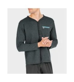 Pyjama Boutonné Motif Cravate Anthracite Chine -Lingerie Sipp Boutique pyjama boutonne motif cravate z69 anthracite chine 2