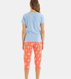 Pyjama Corsaire Manches Courtes Bleu -Lingerie Sipp Boutique pyjama corsaire bleu ciel 3