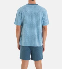 Pyjama Court Pour Homme Boutonné Bleu -Lingerie Sipp Boutique pyjama court bouton homme bleu 3