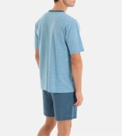 Pyjama Court Pour Homme Boutonné Bleu -Lingerie Sipp Boutique pyjama court bouton homme bleu 4