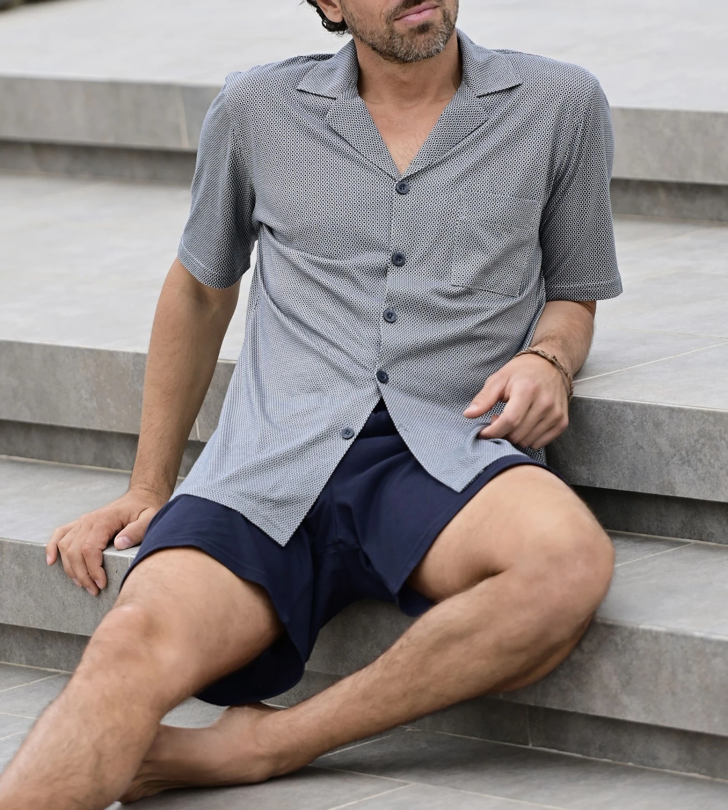 Pyjama court boutonné pour homme Quartz Pyjama Court Boutonné Pour Homme Quartz -Lingerie Sipp Boutique pyjama court boutonne pour homme 138 quartz