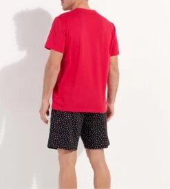 Hom Pyjama Court Charli Imprimé Noir/Rouge -Lingerie Sipp Boutique pyjama court charli pyj noir et rouge 3