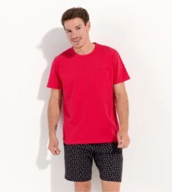 Hom Pyjama Court Charli Imprimé Noir/Rouge -Lingerie Sipp Boutique pyjama court charli pyj noir et rouge 4