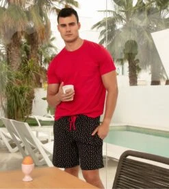 Hom Pyjama Court Charli Imprimé Noir/Rouge -Lingerie Sipp Boutique pyjama court charli pyj noir et rouge 6