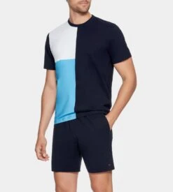 Eden Park Pyjama Court Col Rond Tricolore Bonny