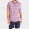 Pyjama Court Homme Col Tunisien Rose