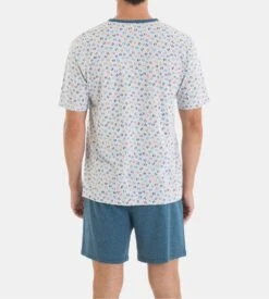 Pyjama Court Homme Gris Chiné/Bleu 3 Pyjama Court Homme Gris Chiné/Bleu -Lingerie Sipp Boutique pyjama court homme gris 3