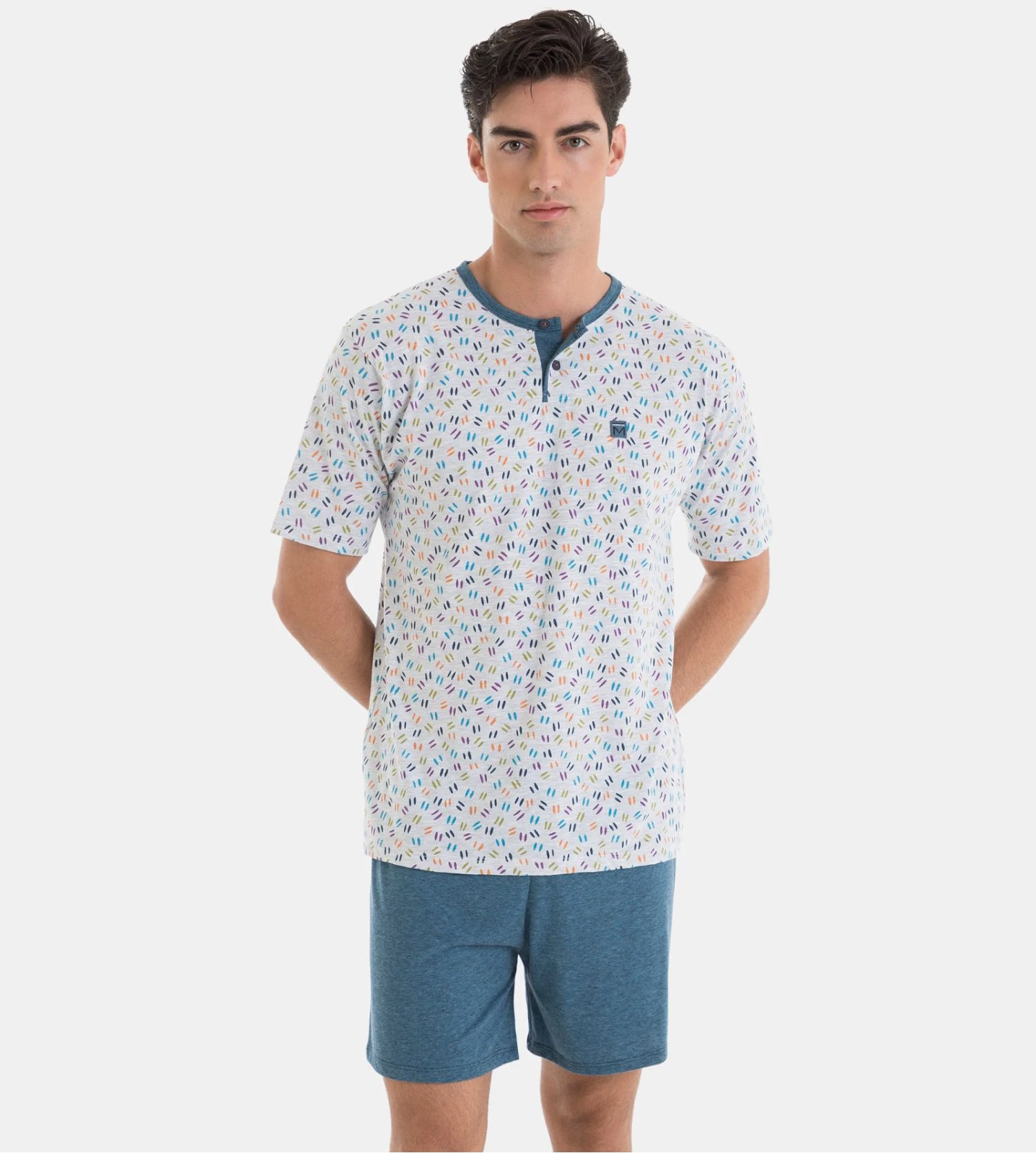 Pyjama court homme Gris Chiné/Bleu Pyjama Court Homme Gris Chiné/Bleu -Lingerie Sipp Boutique pyjama court homme gris 4