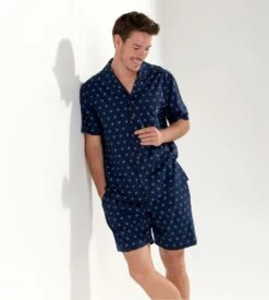 Hom Pyjama Court Indio Imprimé Bleu Marine -Lingerie Sipp Boutique pyjama court homme indio imprime bleu marine 4