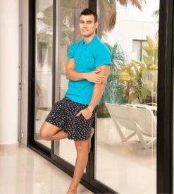 Pyjama Court Pour Homme California Imprimé Noir/Bleu -Lingerie Sipp Boutique pyjama court imprime california multicolore 4