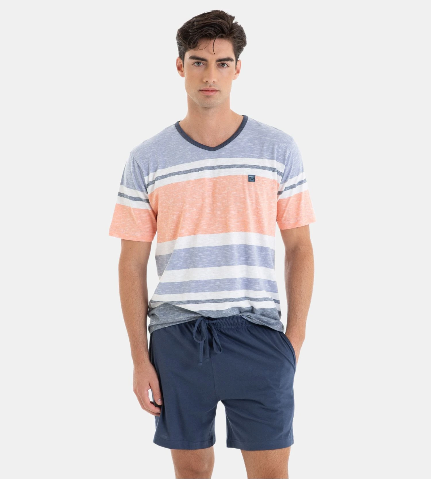 Pyjama court homme à rayures bleu Pyjama Court Homme à Rayures Bleu -Lingerie Sipp Boutique pyjama court raye bleu 3