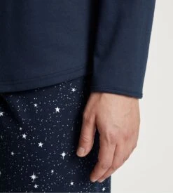 Calida Pyjama Femme En Coton Bleu Imprimé étoiles Sweet Dreams Peacoat Blue -Lingerie Sipp Boutique pyjama femme bleu etoiles peacoat blue 2