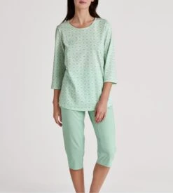 Calida Pyjama Coton Bio Femme Flower Nights Soft Green