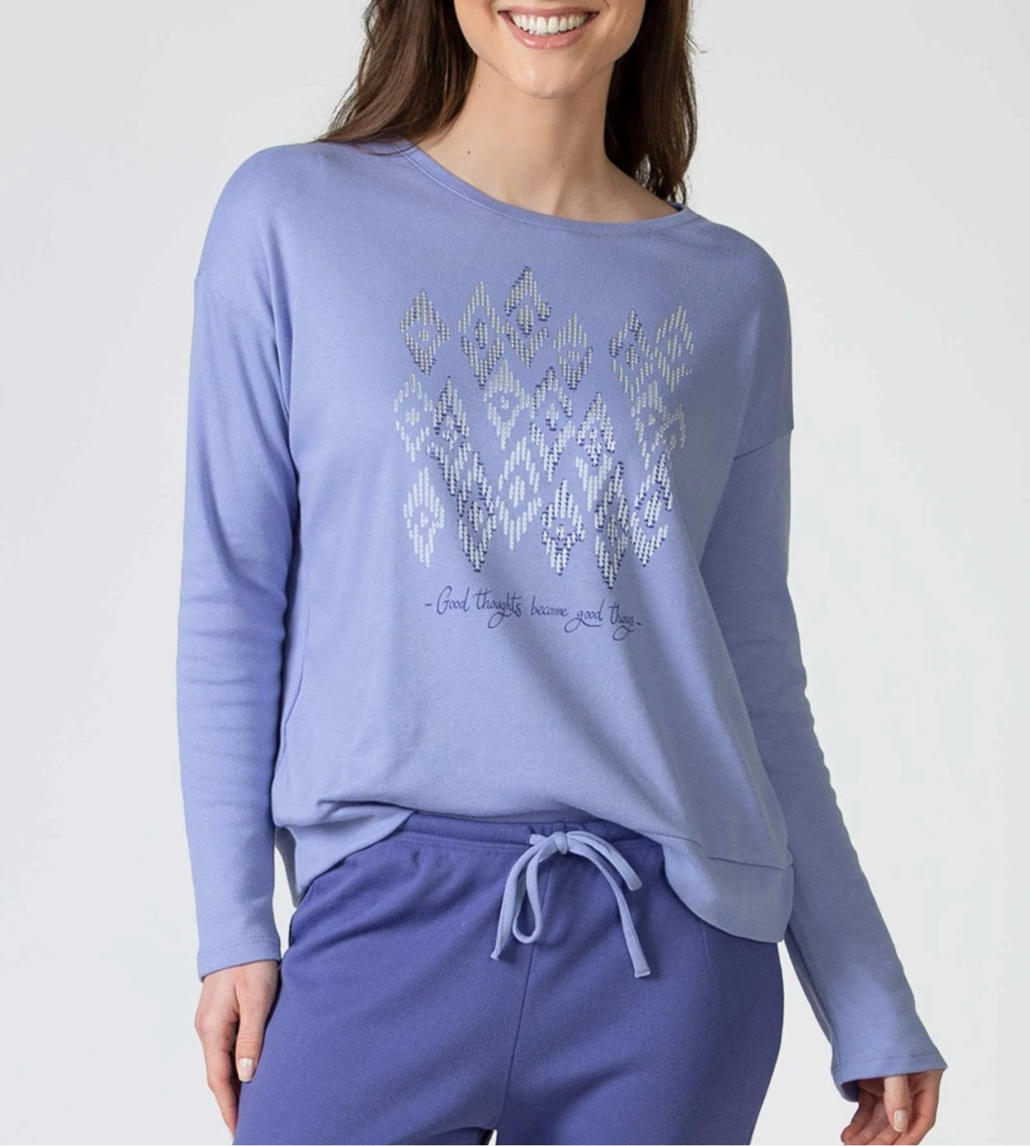 Pyjama chaud pour femme bleu avec haut imprimé Pyjama Chaud Pour Femme Bleu Avec Haut Imprimé -Lingerie Sipp Boutique pyjama femme hiver bleu 2