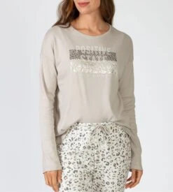 Pyjama Imprimé Léopard Pour Femme à Manches Longues -Lingerie Sipp Boutique pyjama femme leopard gris imprime femme 1