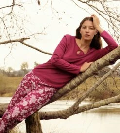 Calida Pyjama Femme En Coton Rose Imprimé Fleuri Sweet Dreams Dahlia Pink