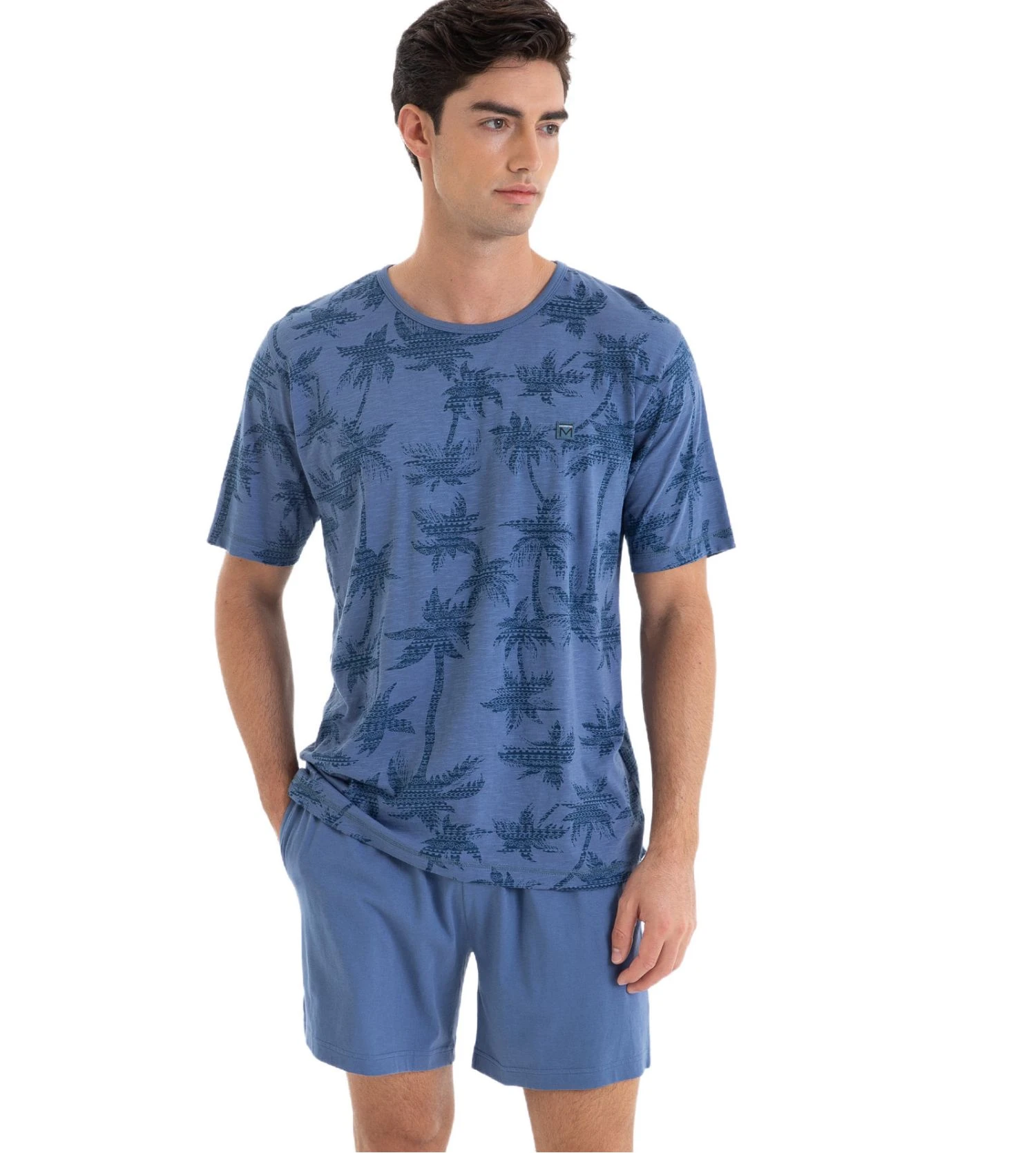 Pyjama motif palmiers bleu pour homme Pyjama Motif Palmiers Bleu Pour Homme -Lingerie Sipp Boutique pyjama homme 158 bleu 1