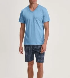 Calida Pyjama Col V En Coton Doux Pour Homme Relax Streamline Glacier Lake