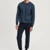 Calida Pyjama Homme Bleu à Rayures Verticales Relax Imprint Insignia Blue