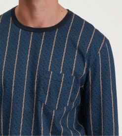 Calida Pyjama Homme Bleu à Rayures Verticales Relax Imprint Insignia Blue -Lingerie Sipp Boutique pyjama homme coton bio bleu 5