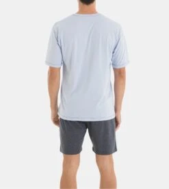 Pyjama Court Homme Bleu Clair/Gris -Lingerie Sipp Boutique pyjama homme court bleu gris 3